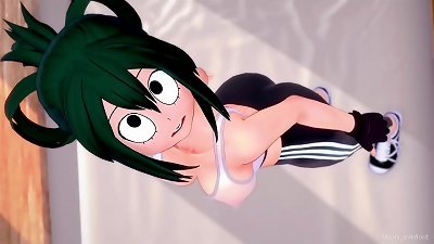 Tsuyu Asui is humid after exercising, she wants to continue teaching in bed. (adult version)