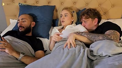 Let's be quiet!!! Our step-dad can't realize - he's secretly putting it all in me.