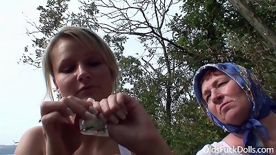 molten platinum-blonde Samantha Jolie drilled by older grandfather and grandmother